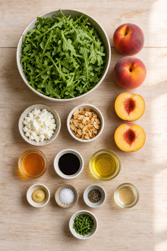Grilled Peach Arugula Salad ingredients