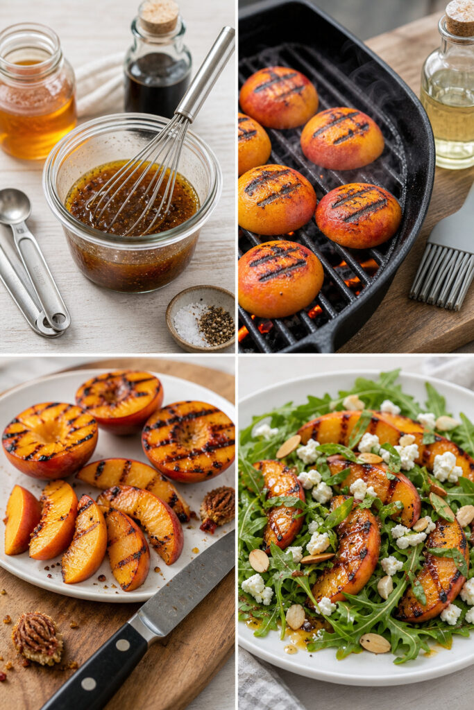 Grilled Peach Arugula Salad step by step instructions